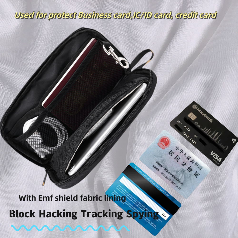 Zipper Chain Signal Blocking Phone Pouch with Faraday Lining