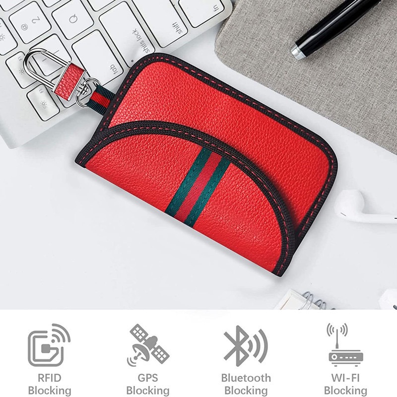 Keyless Car Key Signal Blocker RFID Signal Blocking Faraday Bag For Car Key Fob